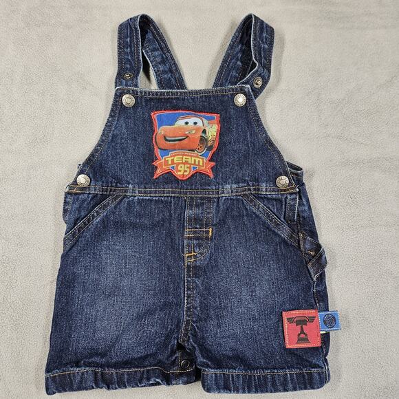 Disney Other - Vintage Disney Pixar Cars Boys Overalls Size 12 Months Lightning Mcqueen 2010